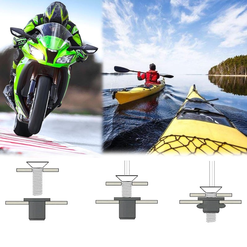 MAYEHAY 24 Pairs of Bugle M5 Neoprene Well Nuts M5 x 25mm Stainless Steel Hex Socket Bolts Well Nuts Kit for Kayak Motorcycle Windscreen Accessories,Neoprene nut Contains Brass Nuts Copper nut - Image 2